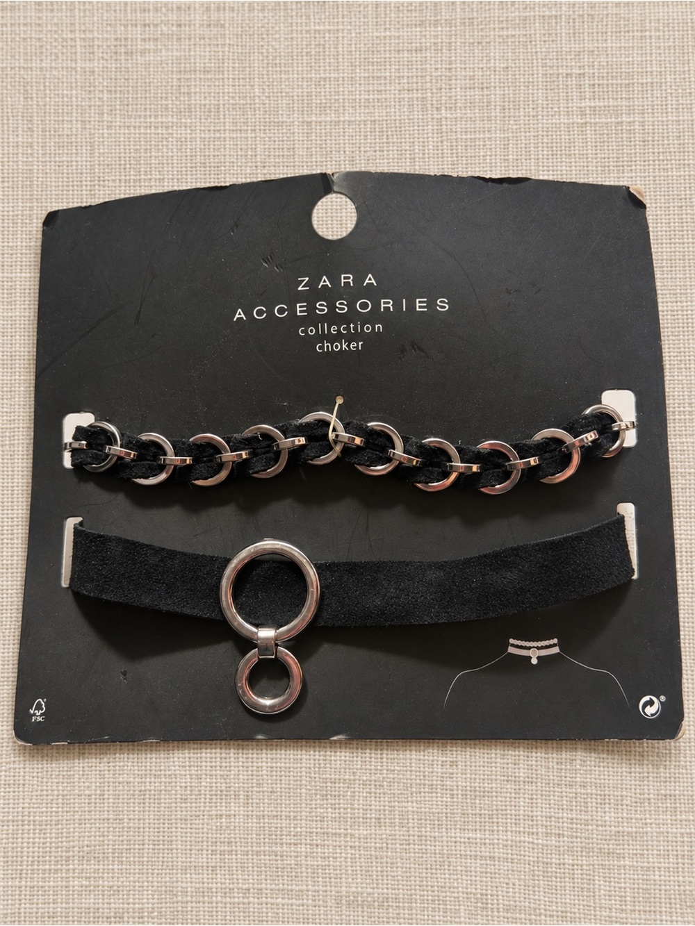 Zara Black Suede Choker with Silver-Link Chain